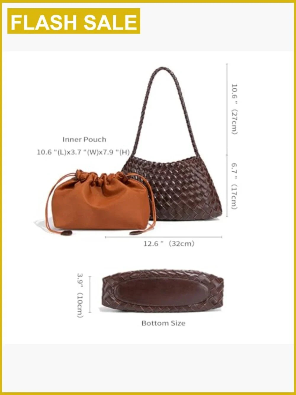 Vegan Leather Woven Hobo Bag Shoulder Tote Slouchy Purse